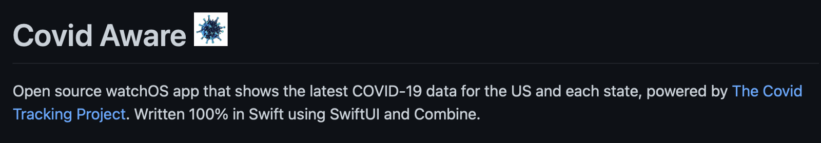 Covid Aware, GitHub README