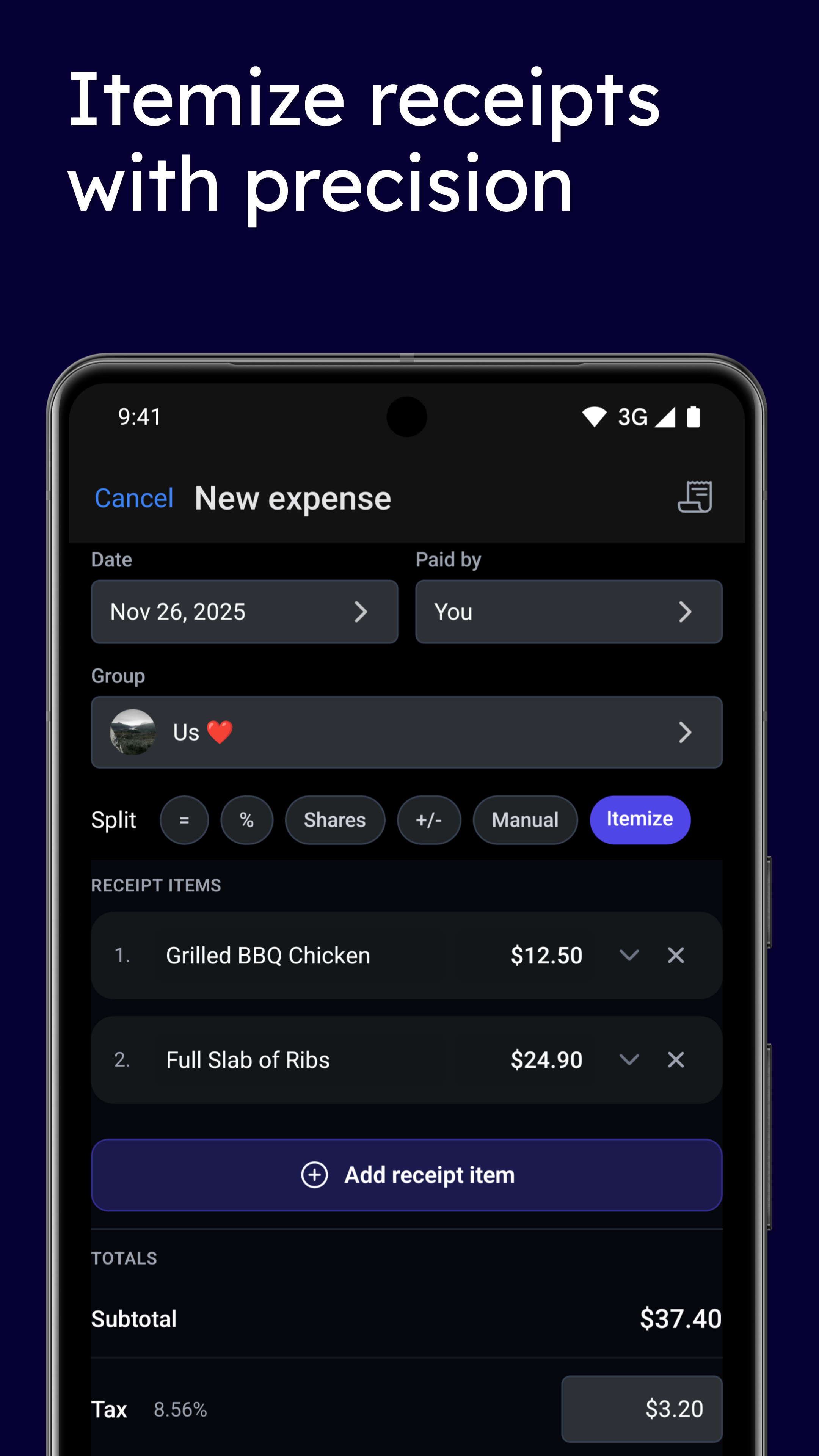 SplitMyExpenses Android screenshot 1
